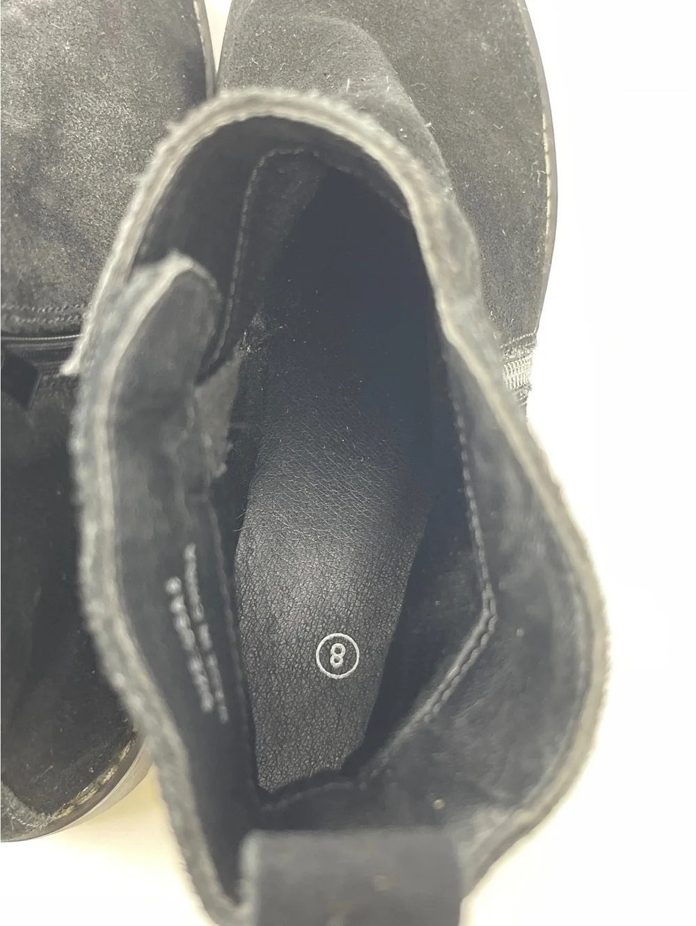 Women’s Black Suede Ankle Boots Size 8 Dual Side Zip Lug Sole Comfort Booties
